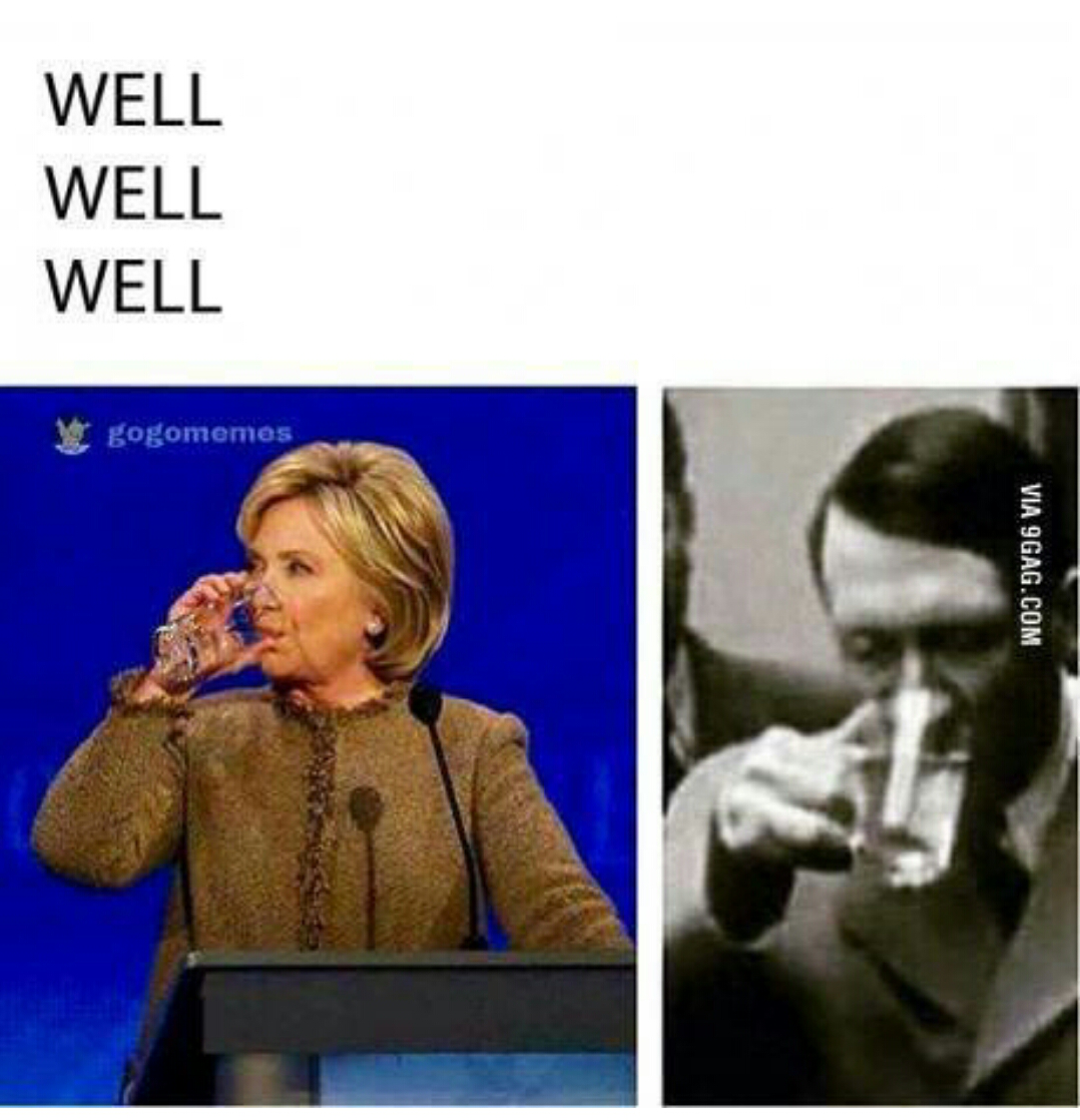 meme - Hillary Clinton and Hitler drinking water