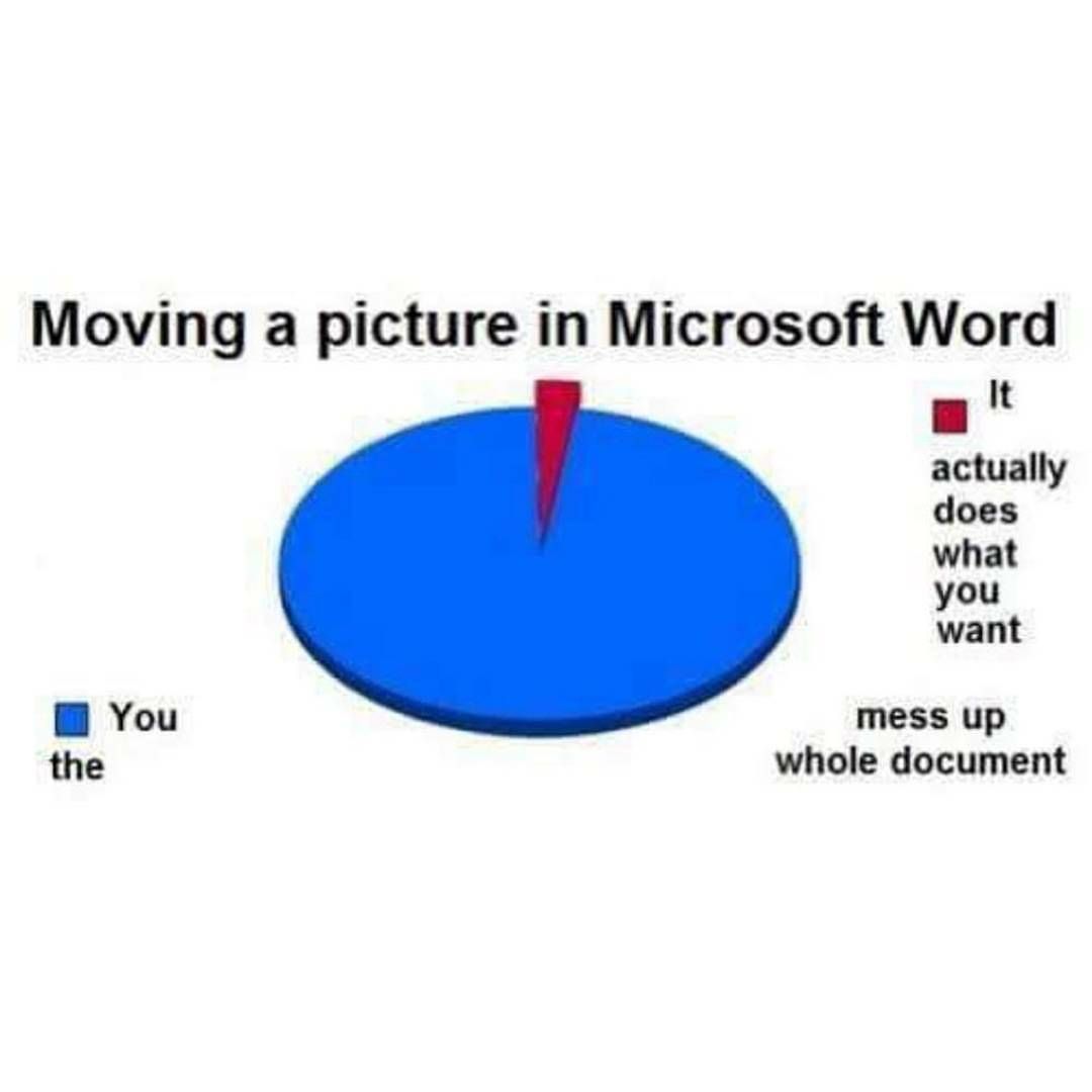 ms word meme - Moving a picture in Microsoft Word actually does what you want You the mess up whole document