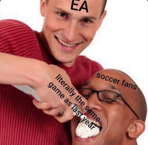 stock photo gay funny - soccer fans Ea literally the same game as last year
