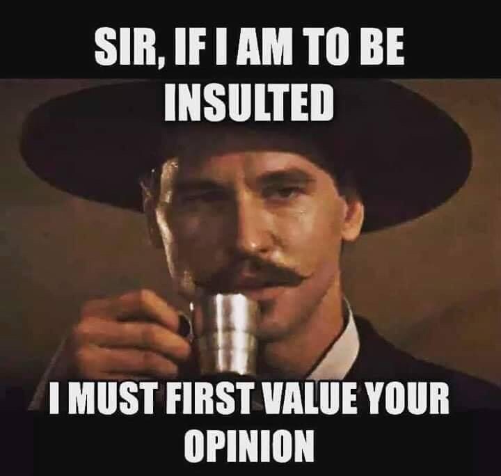 must first value your opinion - Sir, If I Am To Be Insulted I Must First Value Your Opinion