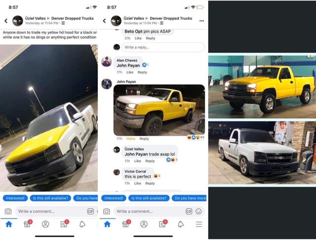 luxury vehicle - Oziel Valles Denver Dropped Trucks Yesterday at Oziel Valles Denver Dropped Trucks Yesterday at Beto Opt pm pics Asap 21h Anyone down to trade my yellow hd hood for a black or white one it has no dings or anything perfect condition Write 