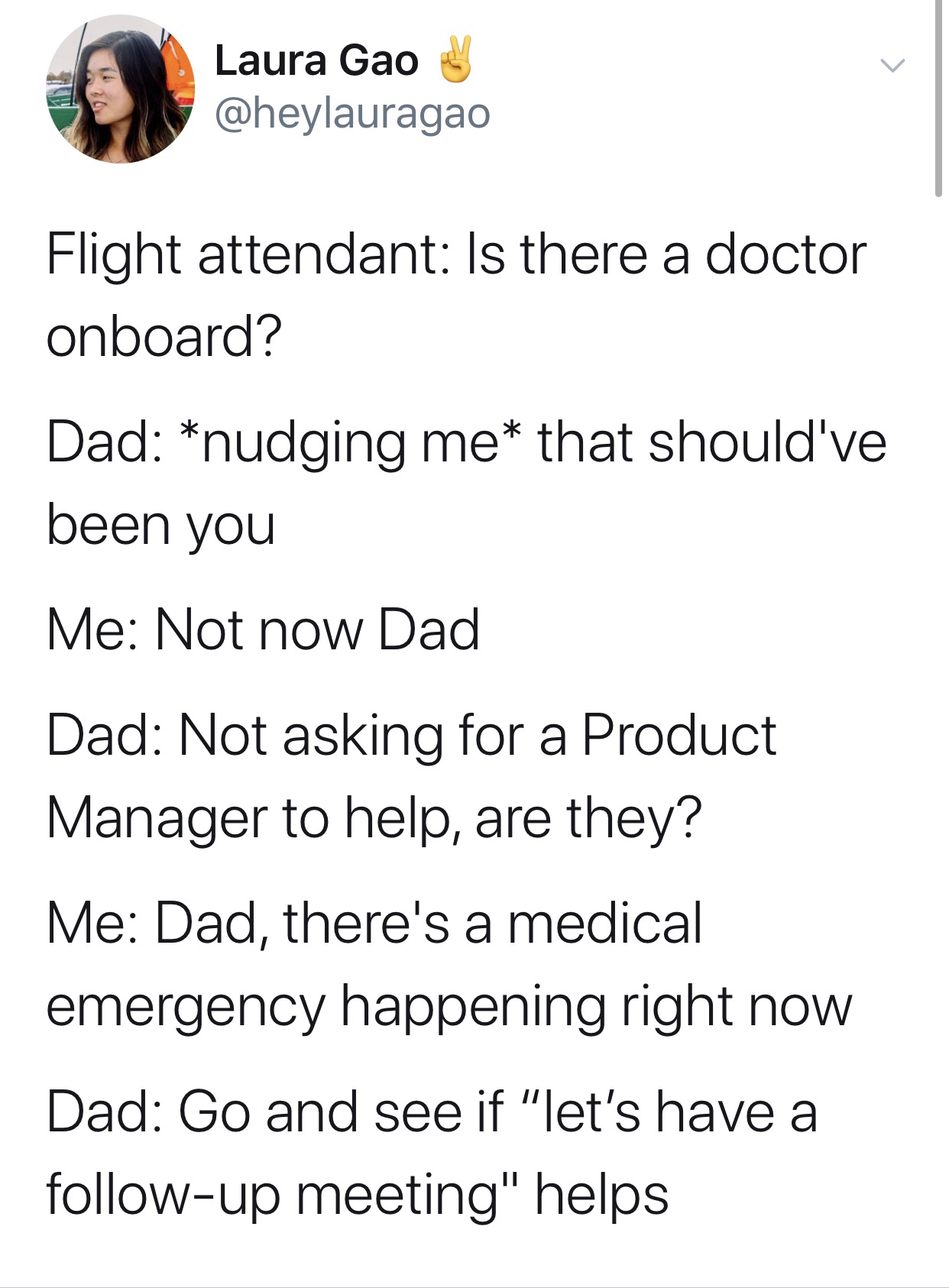 aoc tax the rich - Laura Gao Flight attendant Is there a doctor onboard? Dad nudging me that should've been you Me Not now Dad Dad Not asking for a Product Manager to help, are they? Me Dad, there's a medical emergency happening right now Dad Go and see i
