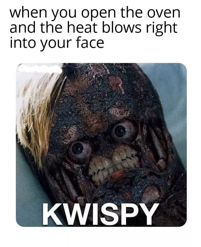 kwispy memes - when you open the oven and the heat blows right into your face Kwispy