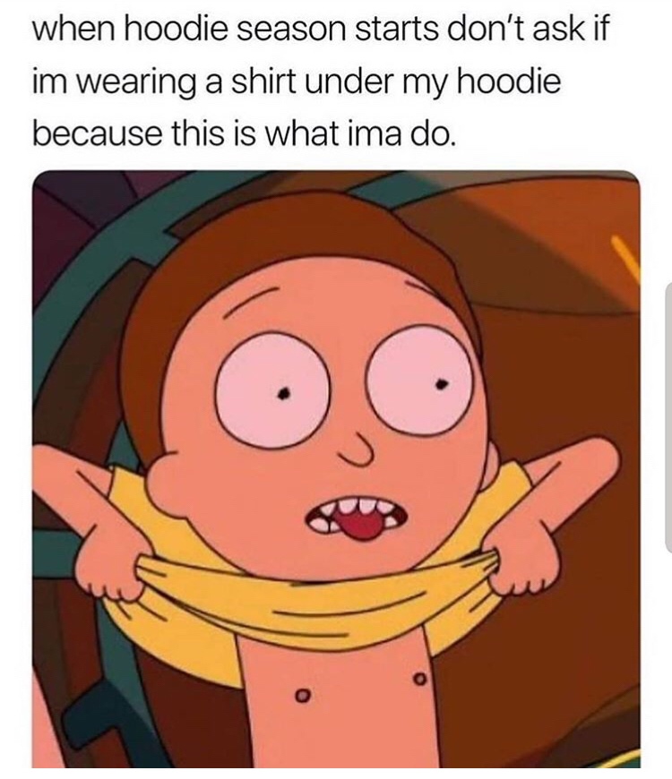 hoodie season starts dont ask - when hoodie season starts don't ask if im wearing a shirt under my hoodie because this is what ima do.