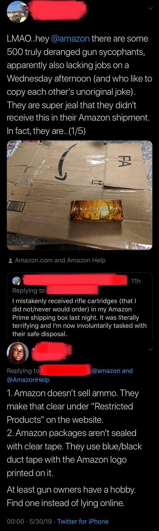 screenshot - Lmao..hey there are some 500 truly deranged gun sycophants, apparently also lacking jobs on a Wednesday afternoon and who to copy each other's unoriginal joke. They are super jeal that they didn't receive this in their Amazon shipment. 'In fa