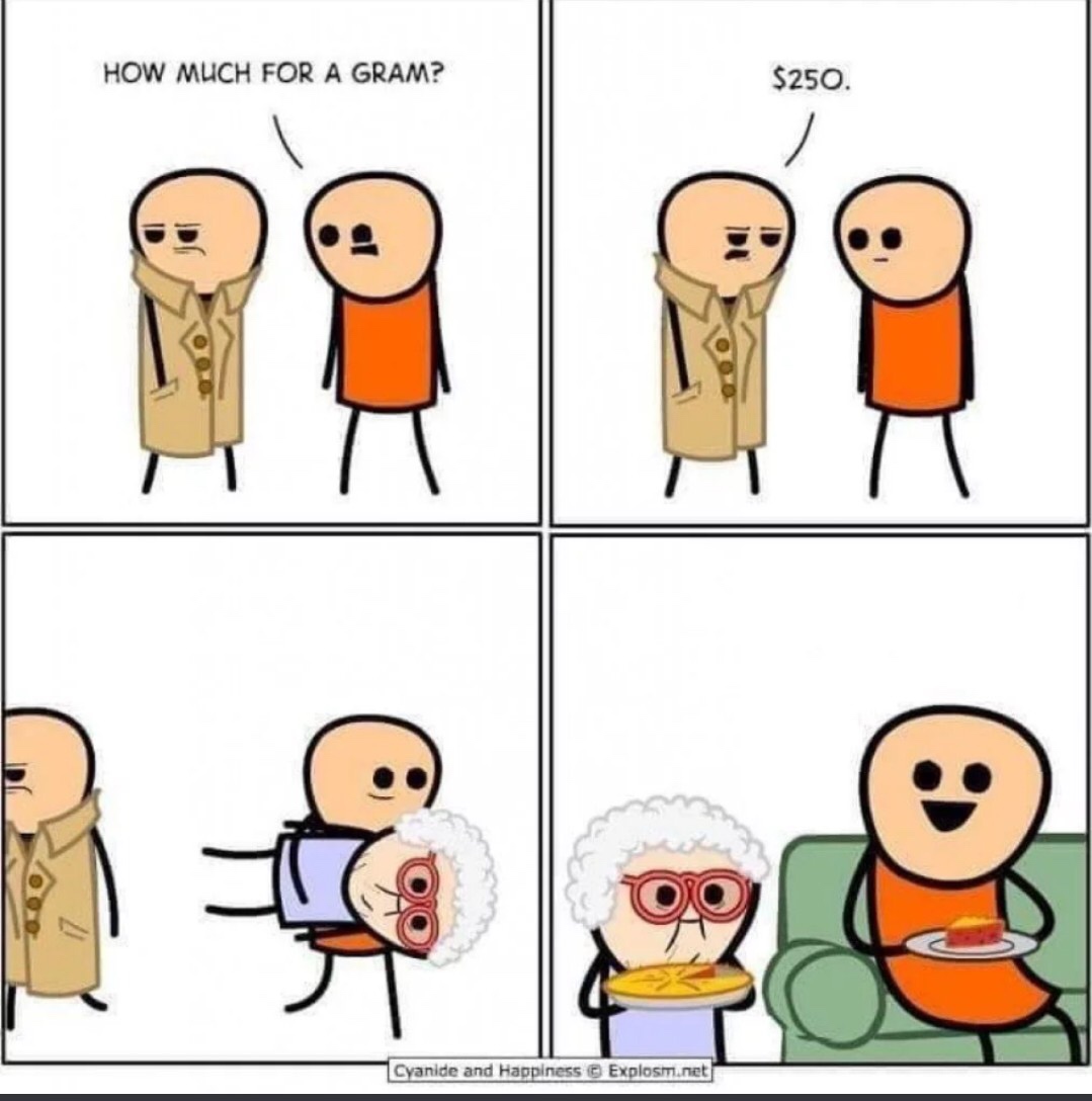 much for a gram meme - How Much For A Gram? $250. Cyanide and Happiness Explosm.net