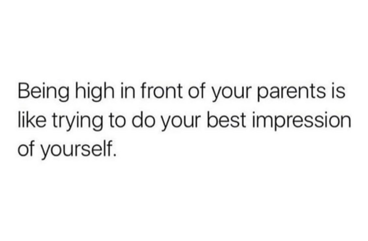 he hurts you quotes - Being high in front of your parents is trying to do your best impression of yourself.