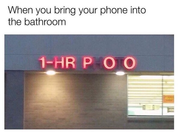 long poop memes - When you bring your phone into the bathroom 1Hr P O O