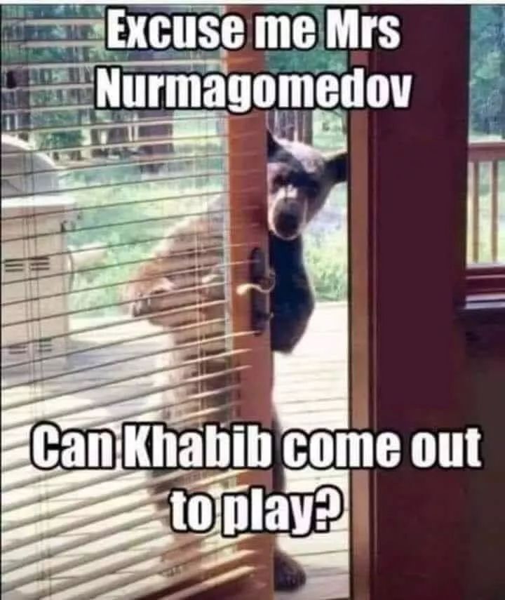 forgot to lock the door meme - Excuse me Mrs Nurmagomedov Can Khabib come out toplay?