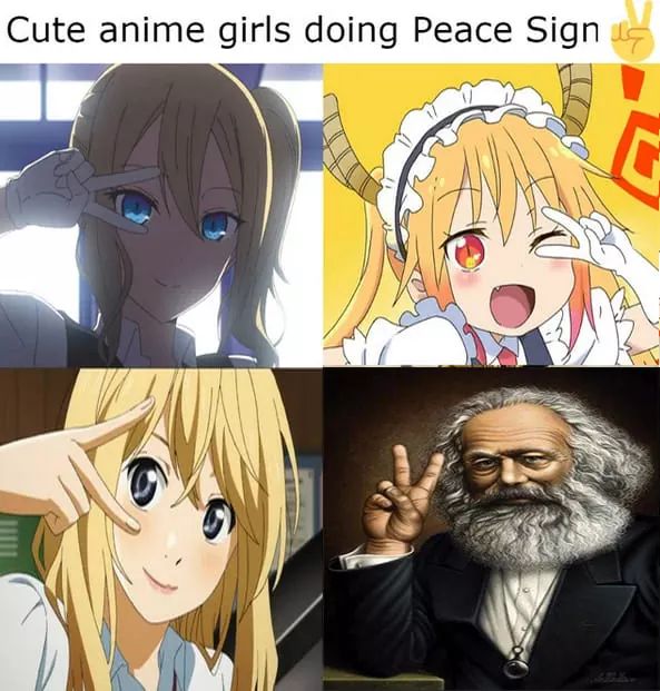 cute anime girls doing peace sign - Cute anime girls doing Peace Sign