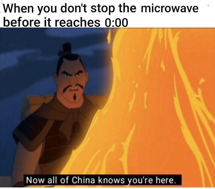 now all of china knows you re here - When you don't stop the microwave before it reaches Now all of China knows you're here.