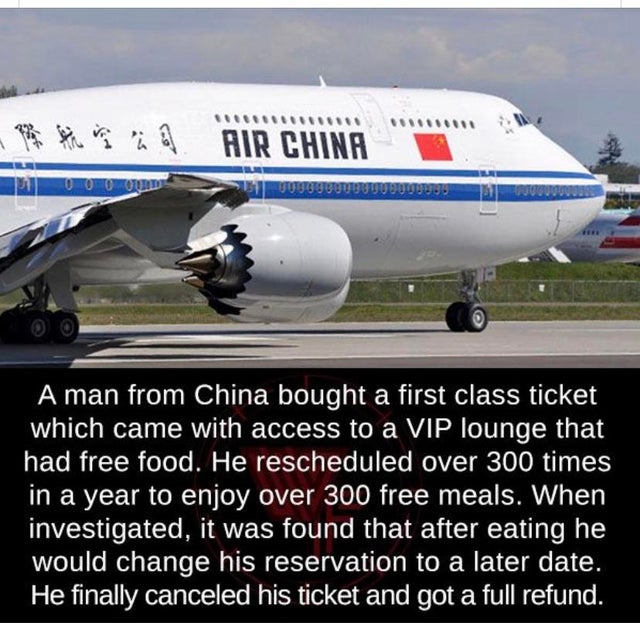 air china north korea - Insininensis Iii T 1 Hir Chinh Uuuuuuuuuuu A man from China bought a first class ticket which came with access to a Vip lounge that had free food. He rescheduled over 300 times in a year to enjoy over 300 free meals. When investiga