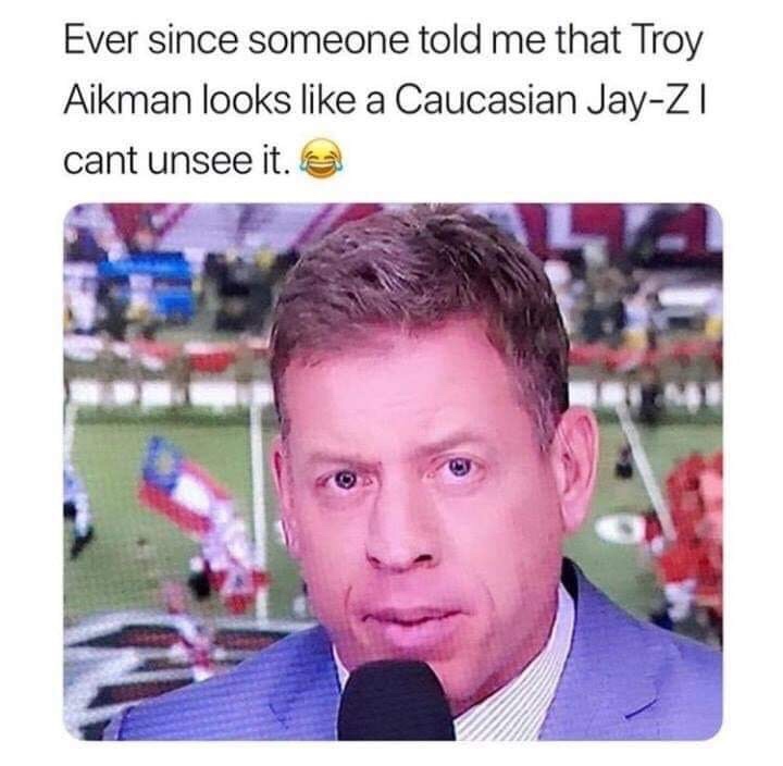 troy aikman jay z - Ever since someone told me that Troy Aikman looks a Caucasian JayZt cant unsee it.