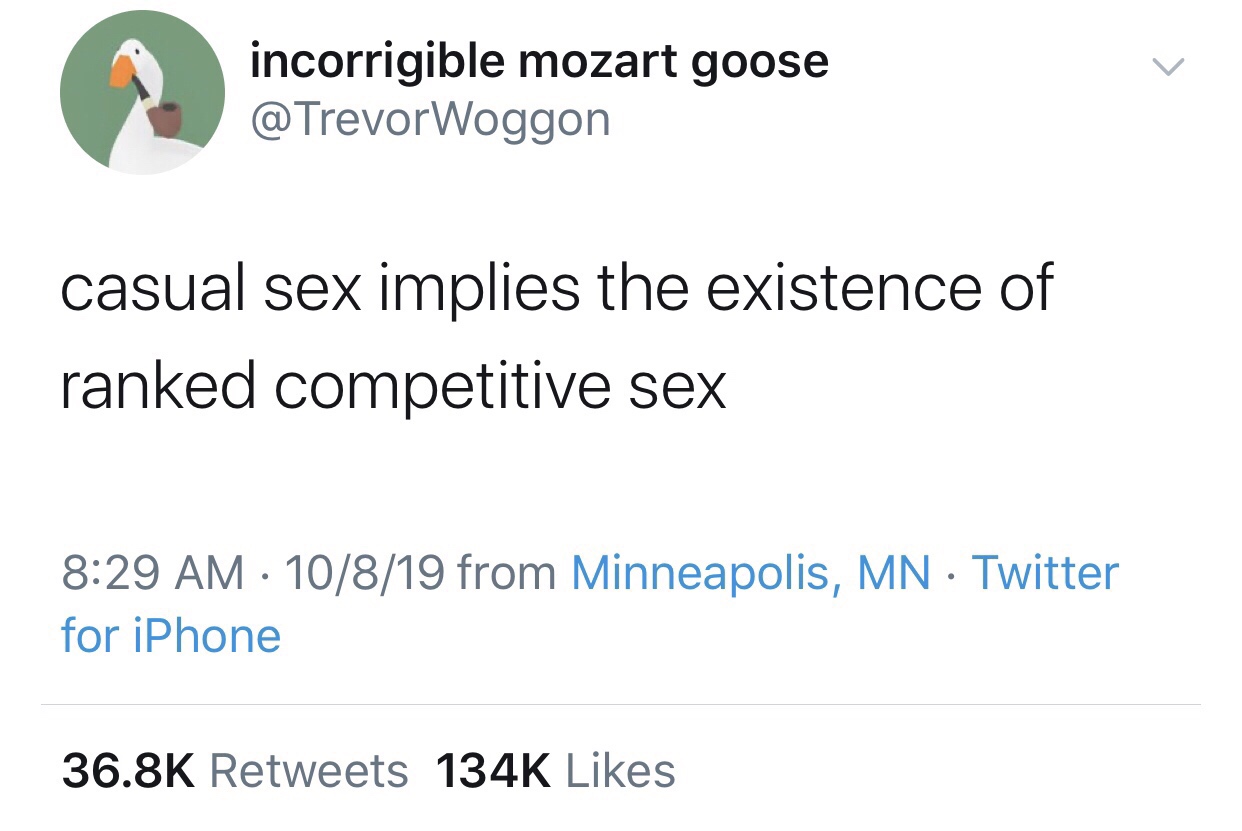 angle - incorrigible mozart goose casual sex implies the existence of ranked competitive sex 10819 from Minneapolis, Mn Twitter for iPhone