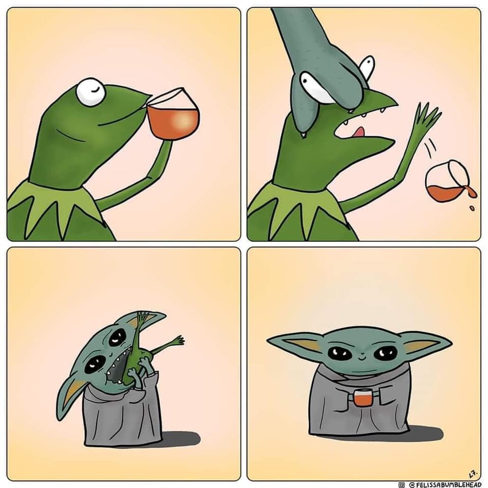 baby yoda kermit meme