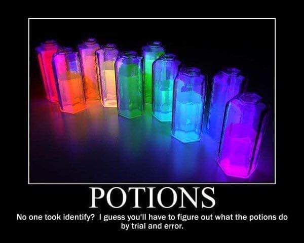 glow stick centerpiece - Potions No one took identify? I guess you'll have to figure out what the potions do by trial and error.