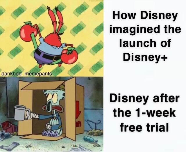 mr krabs with money - How Disney imagined the launch of Disney dankbob_memepants Disney after the 1week free trial