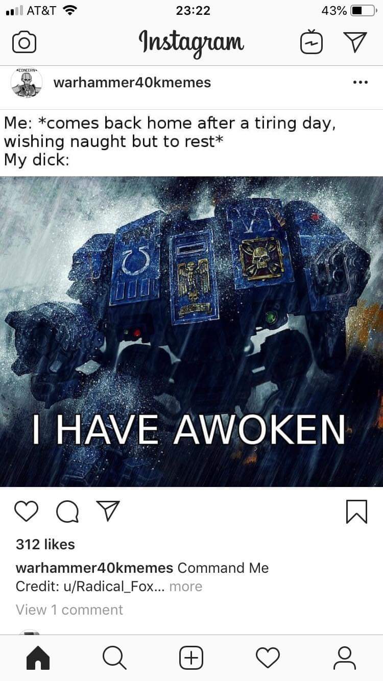 have awoken from slumber meme - ul At&T 43% D Instagram O y Concern warhammer 40kmemes Me comes back home after a tiring day, wishing naught but to rest My dick I Have Awoken a o 312 warhammer 40kmemes Command Me Credit uRadical_Fox... more View 1 comment