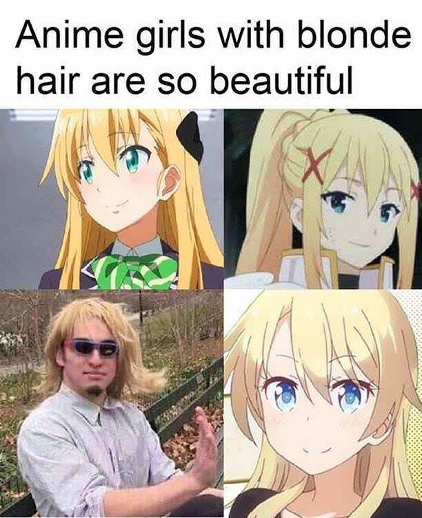 anime girl memes - Anime girls with blonde hair are so beautiful