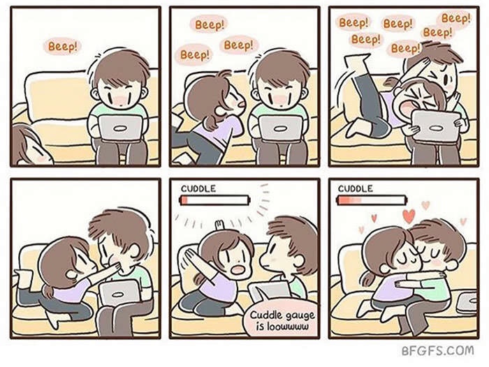 cute couples comics - ! ! Beep! ! ! ! Beep! ! ! ! Cuddle Cuddle m Cuddle gauge is loowwww Bfgfs.Com