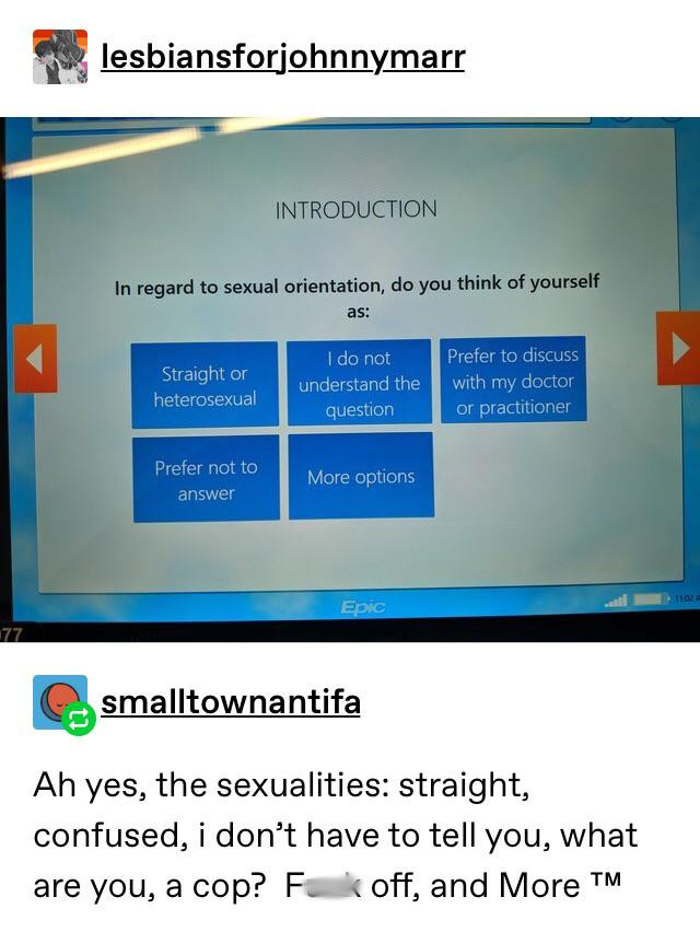 display advertising - lesbiansforjohnnymarr Introduction In regard to sexual orientation, do you think of yourself as Straight or heterosexual I do not understand the question Prefer to discuss with my doctor or practitioner Prefer not to answer More opti