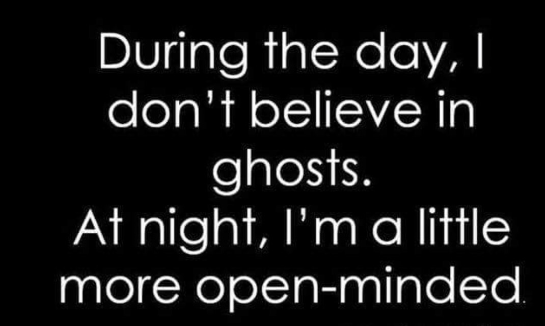 best funny inspirational quotes - During the day, I don't believe in ghosts. At night, I'm a little more openminded.