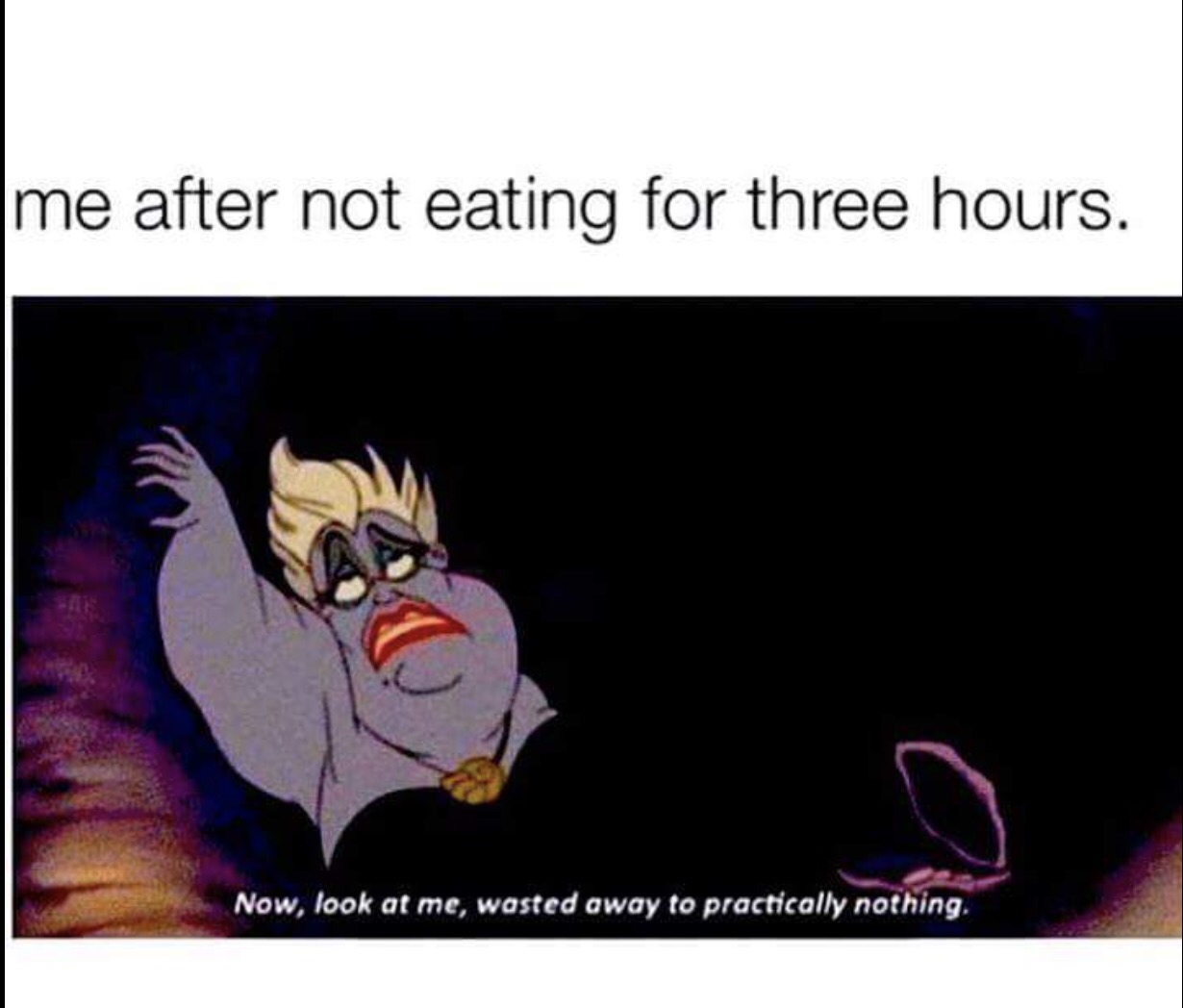 funny memes about being hungry - me after not eating for three hours. Now, look at me, wasted away to practically nothing.