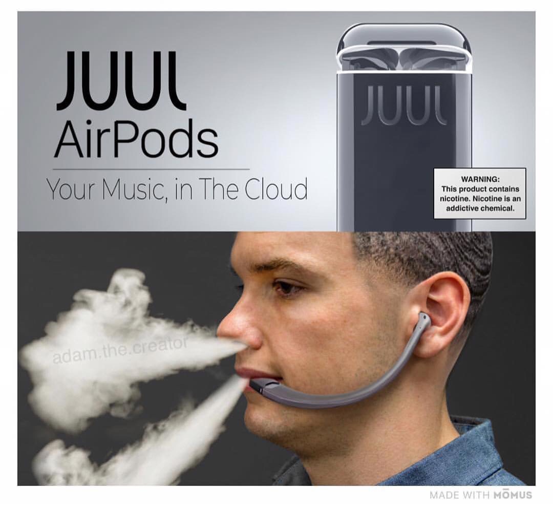 juul airpods - Juul AirPods Your Music, in The Cloud Warning This product contains nicotine. Nicotine is an addictive chemical. adam the creator Made With Momus