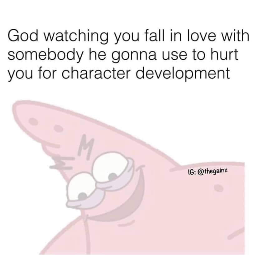 cartoon - God watching you fall in love with somebody he gonna use to hurt you for character development Ig