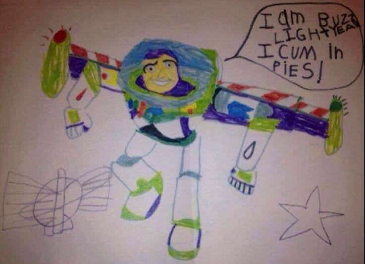 kid draws buzz lightyear - Tom Buz Lightyea Icum in Pies! 0