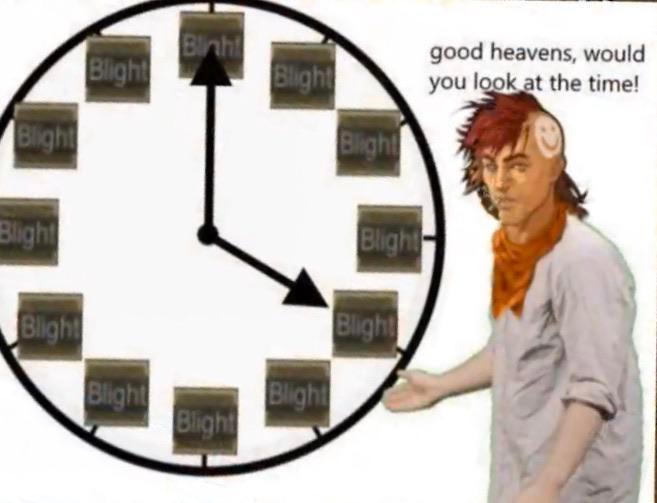 clock - Bliah good heavens, would you look at the time! Bigh Blight Blight Blight Blight Bligh