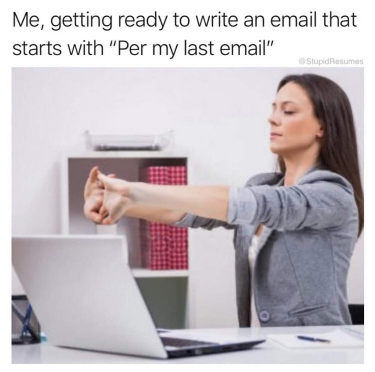 per my last email meme - Me, getting ready to write an email that starts with "Per my last email" Resumes