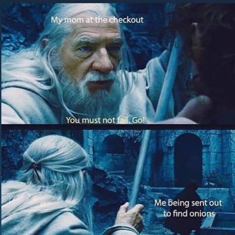 lord of the rings memes - My mom at the checkout You must not fail. Go! Me being sent out to find onions