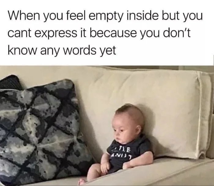 you feel empty inside but you cant express it because you dont know any words yet - When you feel empty inside but you cant express it because you don't know any words yet And