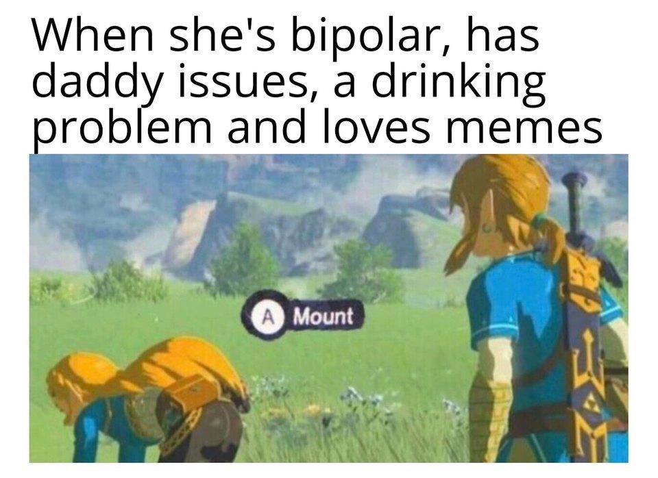 mount meme - When she's bipolar, has daddy issues, a drinking problem and loves memes A Mount