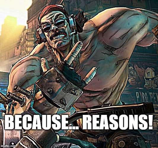 borderlands mr torgue meme - Mtu Because.. Reasons! imgflip.com