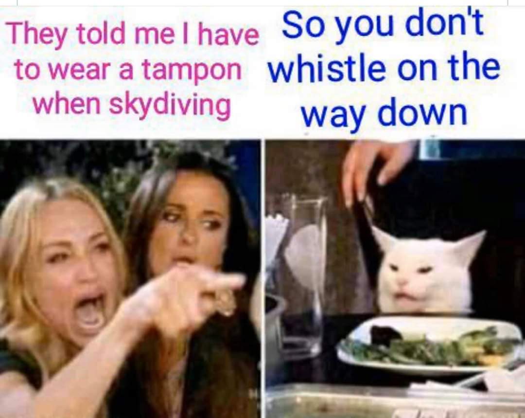 real housewives cat meme thanksgiving - They told me I have so you dont to wear a tampon whistle on the when skydivingway down