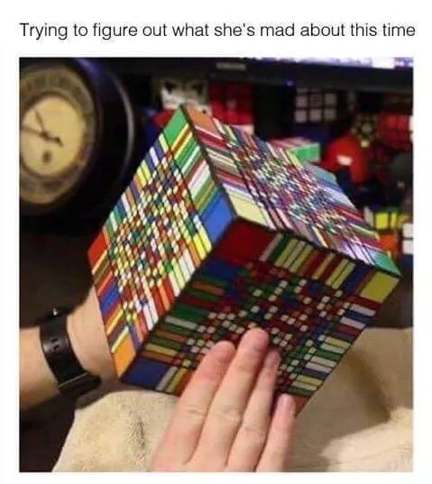 rubik's cube - Trying to figure out what she's mad about this time