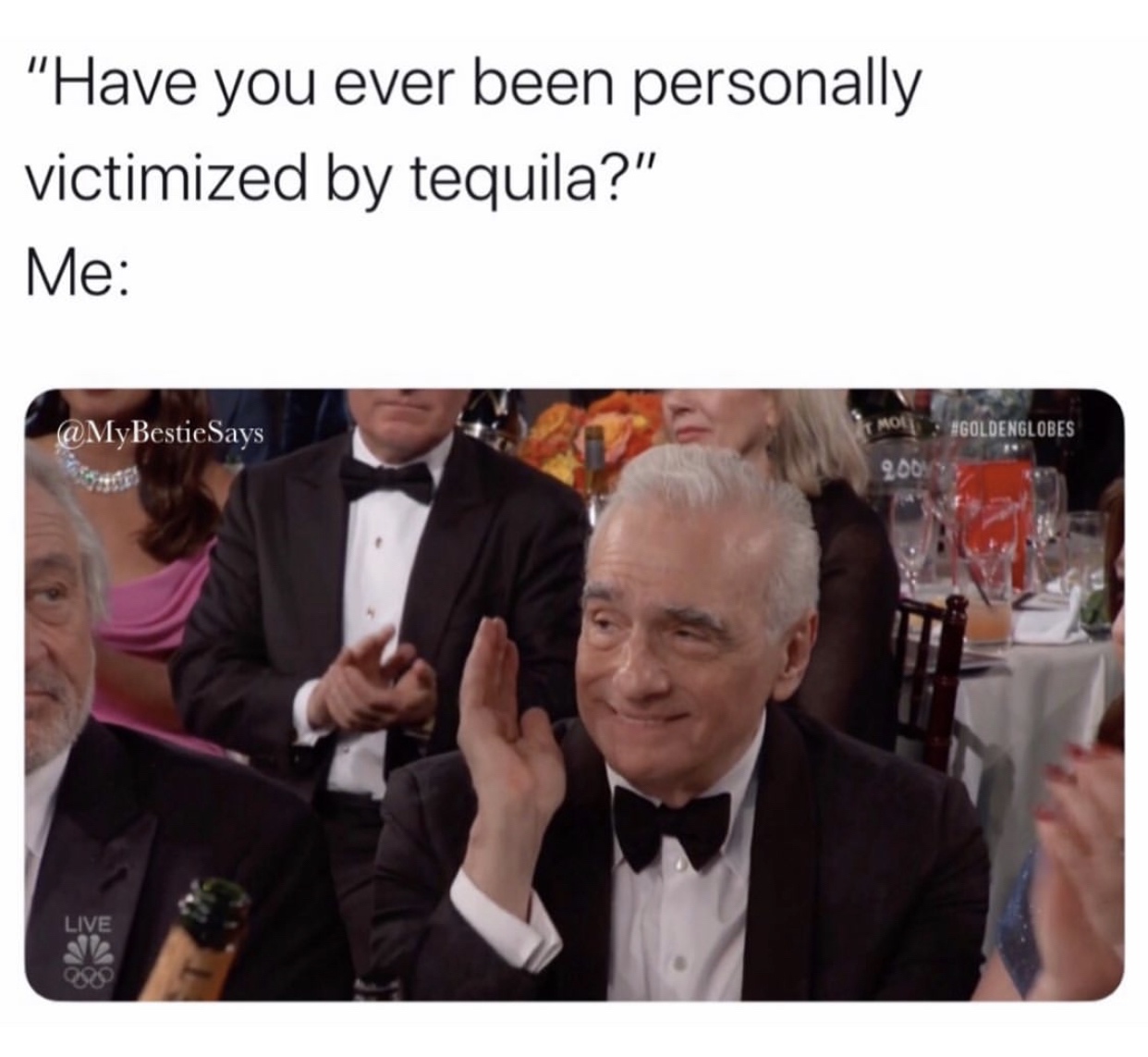 conversation - "Have you ever been personally victimized by tequila?" Me Says I Molt Goldenglobes 2009 Live
