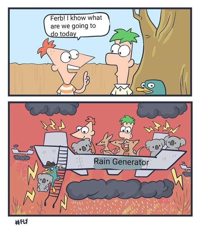 comics - Ferb! I khow what are we going to do today Rain Generator