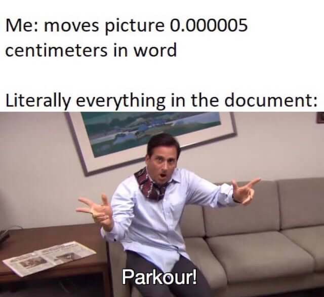 word parkour meme - Me moves picture 0.000005 centimeters in word Literally everything in the document Parkour!