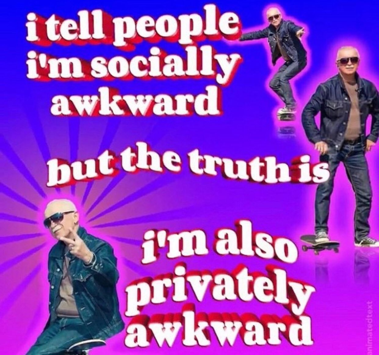 album cover - i tell people i'm socially awkward hut the truth is i'm also privately awkward animated text