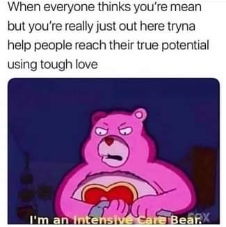 i m an intensive care bear - When everyone thinks you're mean but you're really just out here tryna help people reach their true potential using tough love I'm an intensive Care Bear