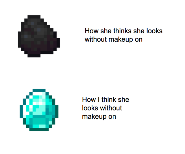 minecraft gold apple meme - How she thinks she looks without makeup on How I think she looks without makeup on