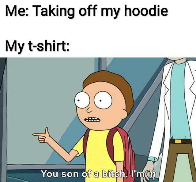 you son of a bitch im in meme - Me Taking off my hoodie My tshirt You son of a bitch, I'min