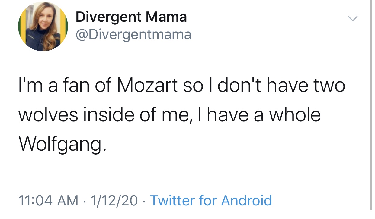 trump electoral college twitter - Divergent Mama I'm a fan of Mozart so I don't have two wolves inside of me, I have a whole Wolfgang. 11220 Twitter for Android