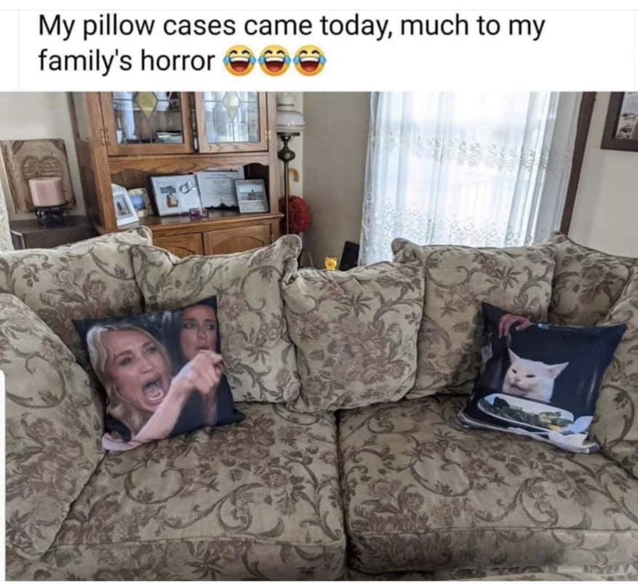 couch - My pillow cases came today, much to my family's horror