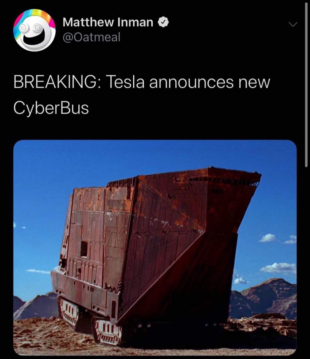 star wars tesla meme - Matthew Inman ~ Breaking Tesla announces new CyberBus