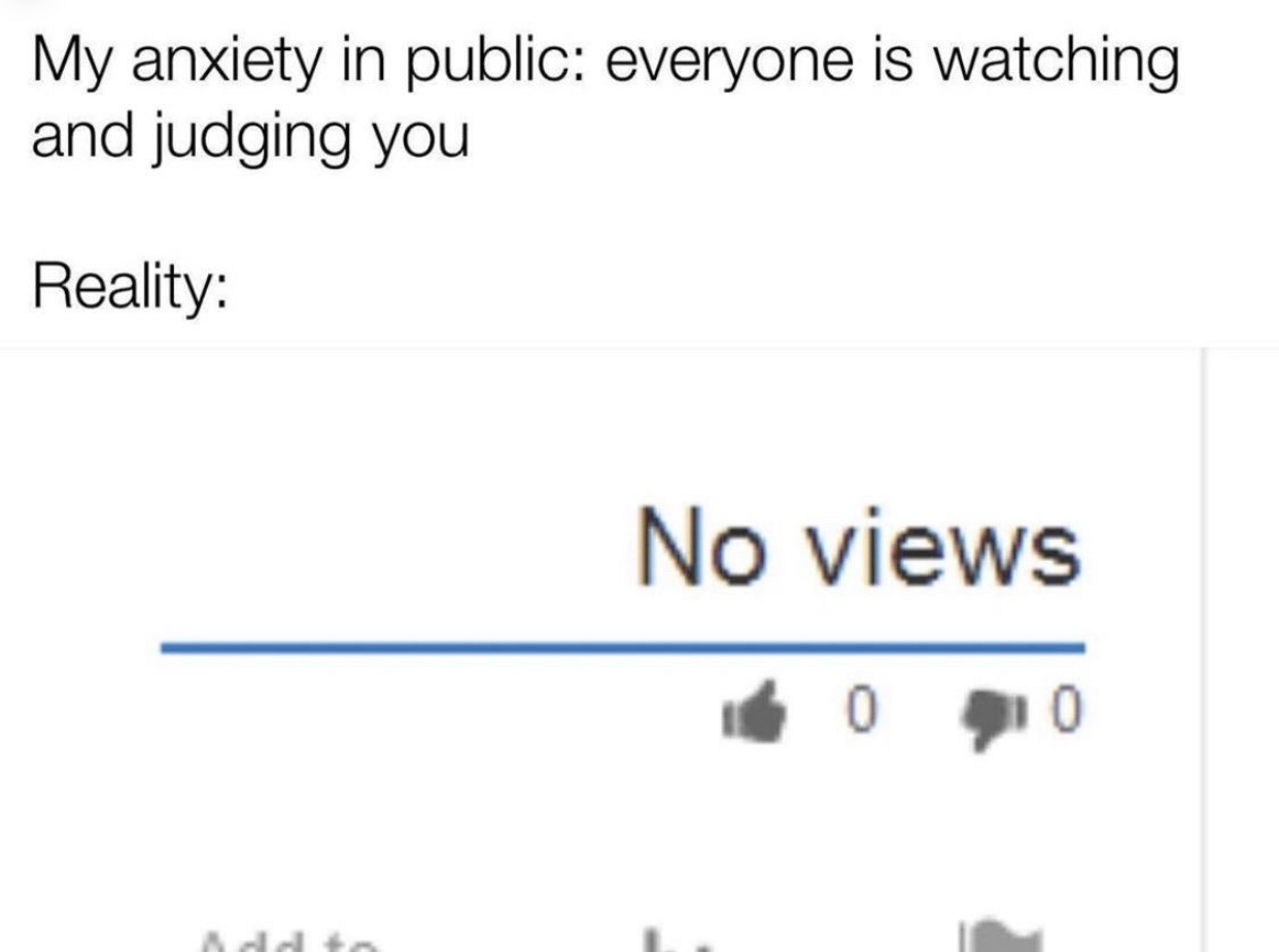 diagram - My anxiety in public everyone is watching and judging you Reality No views