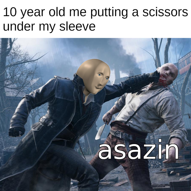 assassins creed syndicate - 10 year old me putting a scissors under my sleeve asazin